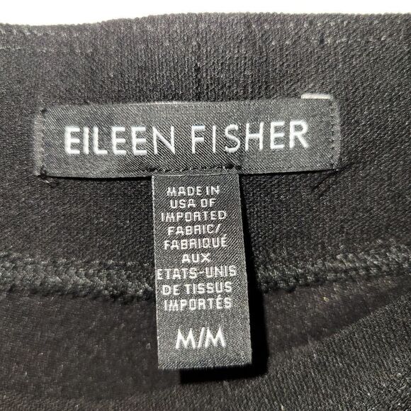EILEEN Fisher Black Ponte Pull On Pants Leggings Vicose Nylon Spandex Stretch M - Picture 2 of 5